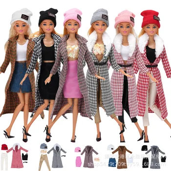 1 комплект кукольной одежды Farhion 1/6 BJD для Барби, пальто, рубашка, топ, Брюки, шляпы, 11,5 