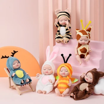 12-сантиметровая мини-кукла-Реборн с костюмами мультяшных животных Cute Cute 4,3-дюймовая кукла-Реборн из серии Sleep Reborn Baby Doll Комплект Праздничный подарок