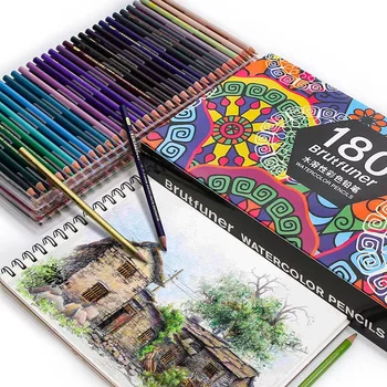 180 цветов Профессиональный набор для рисования акварелью Цветные карандаши Художник Рисует эскизы цветным карандашом по дереву Школьные принадлежности для рисования