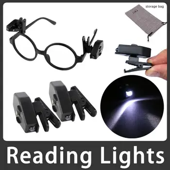 2 шт./лот Гибкие лампы для чтения книг, Ночник для очков и инструментов, Универсальная Портативная Мини-светодиодная клипса для очков на книге