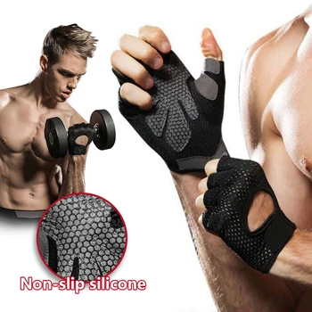 2 шт. тонкие летние перчатки для фитнеса с отягощениями для тренажерного зала, йоги, бодибилдинга, дышащие нескользящие перчатки для велоспорта на открытом воздухе с половиной пальца