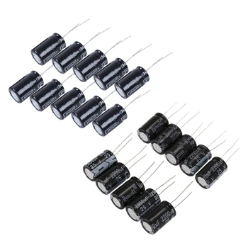 20 шт черных радиальных алюминиевых электролитических конденсаторов 1,3 X 1,3 X 2,1 см, 10 шт 400 В и 10 шт 25 В