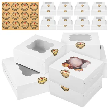 20шт Коробок для выпечки Бумажные коробки для угощений Подарочная упаковка Коробки для десертов с окошком