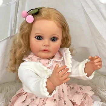 22-дюймовая силиконовая возрожденная девочка-принцесса, ручная роспись с укоренившимися волосами, водонепроницаемая игрушка для девочек