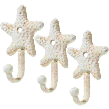 3 шт. Морские крючки в форме морской звезды, настенные Декоративные крючки, вешалки для ключей, полотенец, шляп, сумок, одежды