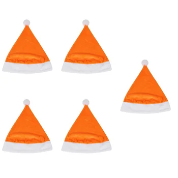 5 шт. Оранжевая шляпа Санта-Клауса, Рождественская шляпа, украшение для пения для детей и взрослых, декор для Рождественского фестиваля, подарочный пакет