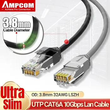 AMPCOM Ультратонкий Сетевой Кабель Cat6a, 3,8 мм LSZH UTP RJ45 LAN Интернет-Сеть Высокоскоростные Кабели Провод для Маршрутизатора Модема ПК