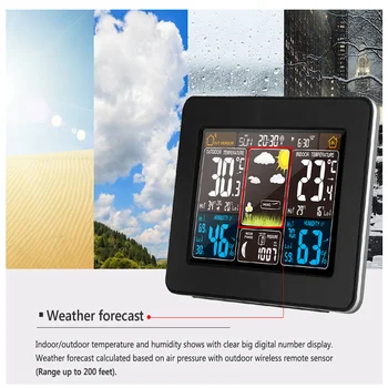 (C) беспроводная метеостанция 3365, наружный датчик для помещений, термометр, гигрометр, цифровой будильник, барометр, цвет прогноза погоды