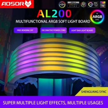 COOLMOON AOSOR AL200 Светодиодная лента подсветки ПК Гибкая светодиодная лампа, Расширяющаяся, сгибаемая своими руками для видеокарты материнской платы 24PIN
