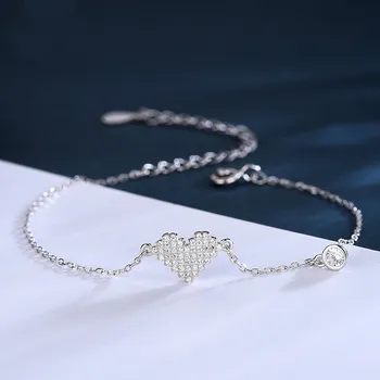FoYuan серебристого цвета, японские и Корейские персонализированные женские простые браслеты ins небольшого дизайна в форме сердца, студенческие украшения