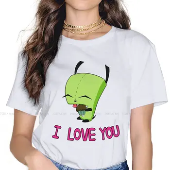 Gir Loves You, Женские футболки Invader Zim Grunge, Винтажная Женская одежда, Свободный хлопок с коротким рукавом