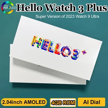 Hello Watch 3 Plus Ultra 2024 Умные Часы AMOLED Watch 9 IWO 4GB Compass Local Music Gen 3 Умные Часы Для Мужчин PK HK9 Ultra 2