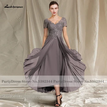 Lakshmigown Винтажное Платье для Матери Невесты на Свадьбу 2024 Vestido High Low Dress Party Вечерние Платья С Короткими Рукавами