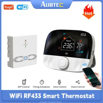 WiFi Tuya Smart Programmable Thermostat APP + RF433 Управление Сантехникой, Газовым Котлом, Термостатом Поддержка Yandex Alice Alexa Google Home