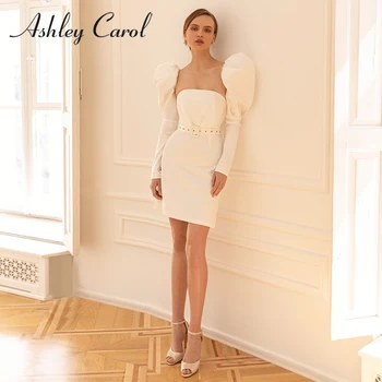 Атласное Свадебное платье Ashley Carol с рукавами Ланте 2023 Элегантное свадебное платье-футляр без бретелек с открытой спиной Vestidos De Novia