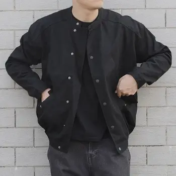 Бейсбольная куртка со стоячим воротником в японском ретро стиле, красивые Повседневные Свободные куртки для Хай-стрит, Мужские Топы, Мужская одежда