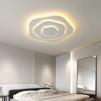 Белый светодиодный потолочный светильник для гостиной, Современный домашний декор, Спальня, столовая, Лофт, кабинет, люстра в геометрическом минимализме, Умный свет