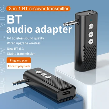 Беспроводной Аудиоадаптер 2 в 1, Совместимый с Bluetooth, Аудиоадаптер 5.3, Аудиопередатчик для Автомобильных Динамиков, Стереосистемы, Наушников