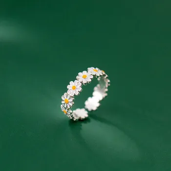 Винтажные кольца с эмалевым цветком тюльпана для женщин Модные Простые кольца с регулируемым цветом ромашки на палец для вечеринок Изысканные украшения
