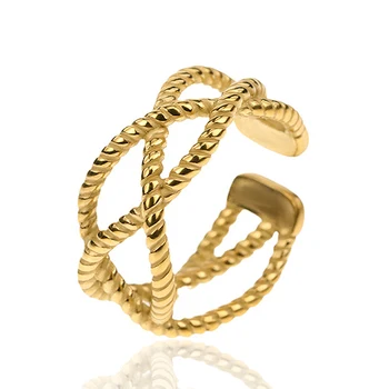 Высококачественные женские кольца из нержавеющей стали, винтажные регулируемые размеры, модные геометрические открытые кольца, ювелирные изделия