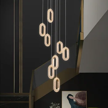 Двухуровневая строительная люстра, лампа для гостиной, подвесная хрустальная люстра, современный свет, роскошная длинная люстра для лестницы