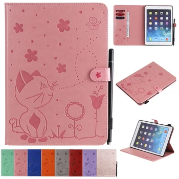 Для iPad Air 2 1 Чехол 9,7 дюйма Для Apple iPad 9,7 2017 2018 Чехол 5-го 6-го поколения Cute Cat Bee Tablet Wallet Stand Funda + Ручка
