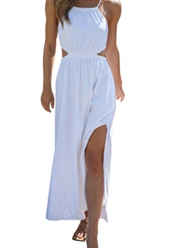 Женское элегантное платье макси с V-образным вырезом, цветочным кружевом и гофрированным подолом для летней свадебной вечеринки