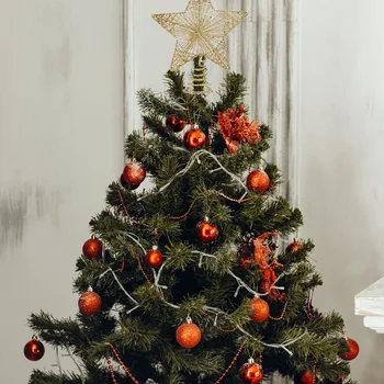 Золотая Рождественская звезда Елочный Топпер Сверкающее дерево Металлический Блестящий Топпер с подсветкой для Рождественской елки Праздничный домашний декор 20 см
