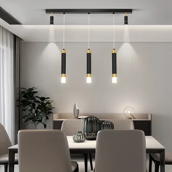 -Комнатный светильник Современный минималистичный светодиодный обеденный стол с барной стойкой Nordic Light Luxury с прожекторной люстрой