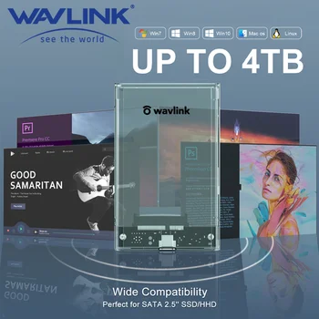 Корпус внешнего жесткого диска Wavlink USB3.0 на SATA III Оптимизирован для 7-мм/ 9,5 мм 2,5-дюймового жесткого диска / SSD с поддержкой не более 4 ТБ с UASP
