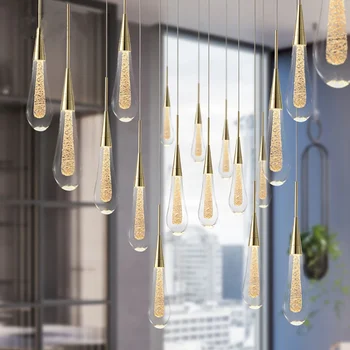 Креативный подвесной светильник из хрусталя с золотой каплей воды, Роскошные светодиодные лампы в европейском стиле, Современное стеклянное внутреннее освещение Ресторана