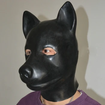 Латексная маска для косплея, маска для собаки, унисекс, маска для косплея, формованная маска, только черный, один размер