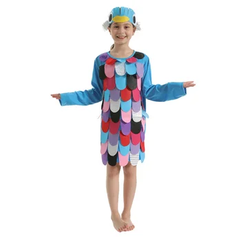 Маскарадный костюм радужной рыбки для девочек на Хэллоуин, детский костюм милого животного для карнавала в Пурим