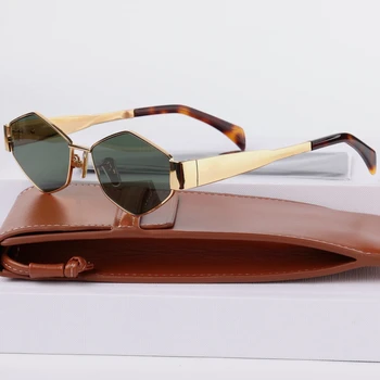 Модные солнцезащитные очки в небольшой металлической оправе неправильной формы в оправе из титанового сплава, женские Эстетичные Брендовые дизайнерские Летние Женские солнцезащитные очки