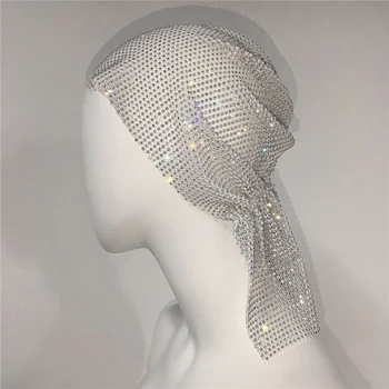 Модный сверкающий головной убор, платок для женщин, дышащая сетчатая повязка на голову, аксессуары для волос в ночном клубе