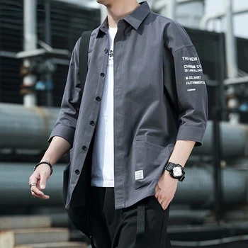 Мужские рубашки, красивый модный дизайн уличной одежды в японском стиле харадзюку, Корейская летняя универсальная одежда для подростков, унисекс для колледжа, Популярные Ins