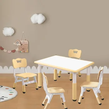 Набор из детского регулируемого стола и 4 стульев, стол и стулья для малышей в возрасте от 3 до 12 лет, обновленный рабочий стол с граффити
