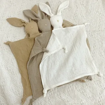 Нагрудники для новорожденных, успокаивающее полотенце от слюны, Мягкое марлевое полотенце для умиротворения малыша, милый Кролик, игрушки для сна, куклы, Хлопчатобумажное одеяло