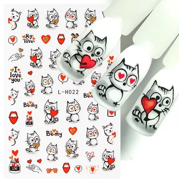 Наклейки для ногтей с изображением кота из мультфильма 