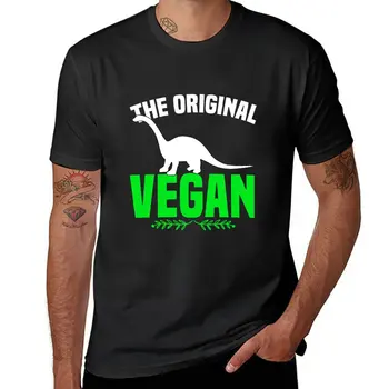 Новинка, оригинальная веганская футболка с динозавром на растительной основе, винтажная одежда с коротким рукавом, мужские винтажные футболки