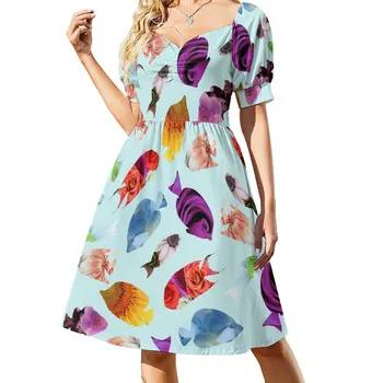 Новое платье без рукавов с цветами в форме рыбы, сексуальное платье для женщин, платья для дня рождения для женщин