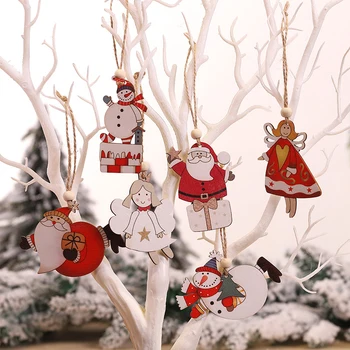 Новые 2 шт./лот, Рождественские деревянные украшения, Рождественская елка, подвесные подвески, декор для дома, Новогодние Милые креативные Детские игрушки, поделки, подарки