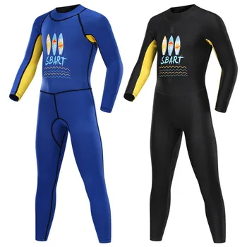 Новый водолазный костюм из неопрена толщиной 2 мм, мультяшный цельный солнцезащитный костюм с длинным рукавом, детский костюм для пляжного плавания и серфинга
