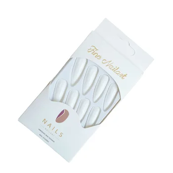 Носимые накладные ногти из белой смолы, милые и очаровательные многоразовые накладные ногти для ежедневного ношения и вечеринок