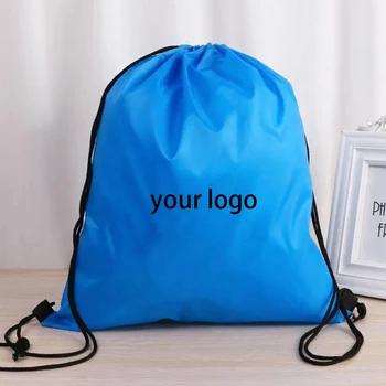 Оптовые продажи 500 шт. / лот, Изготовленный на заказ логотип, пригодный для вторичной переработки, спортивный рюкзак на открытом воздухе, нетканый рюкзак на шнурке, экологичный рюкзак