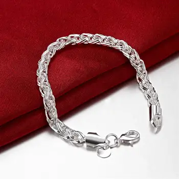 Очаровательный браслет из стерлингового серебра 925 пробы для женщины, ретро-цепочка с закручивающимся кругом, Свадебная вечеринка, Рождественские Подарки, модные украшения