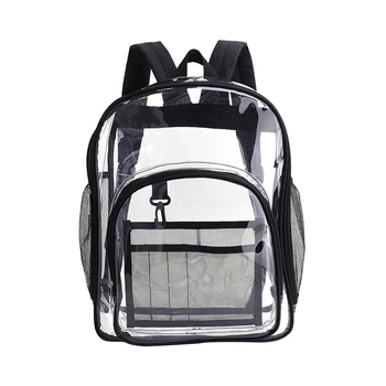 ПВХ Водонепроницаемый Мужской Женский Прозрачный Студенческий рюкзак с двойной застежкой-молнией, удобный для школьных путешествий, большой емкости, Сверхпрочный Прозрачный рюкзак