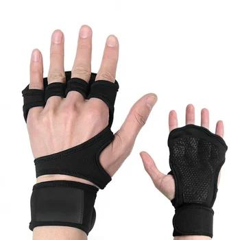 Перчатки для занятий тяжелой атлетикой с обертыванием запястий Силиконовым гелем, полная защита ладоней, перчатки для занятий в тренажерном зале, оборудование для пауэрлифтинга