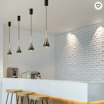 Подвесной потолочный светильник в современном скандинавском стиле для столовой, Роскошная алюминиевая подвесная люстра Cob мощностью 7 Вт, Подвесной светильник