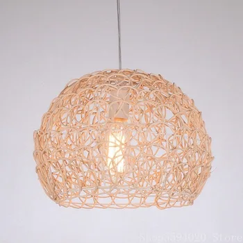 Подвесные светильники из бамбукового ротанга, плетеный подвесной светильник, Креативная Сферическая гостиная, Промышленное освещение, Освещение спальни
